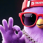 TrustDice mascot making an OK gesture